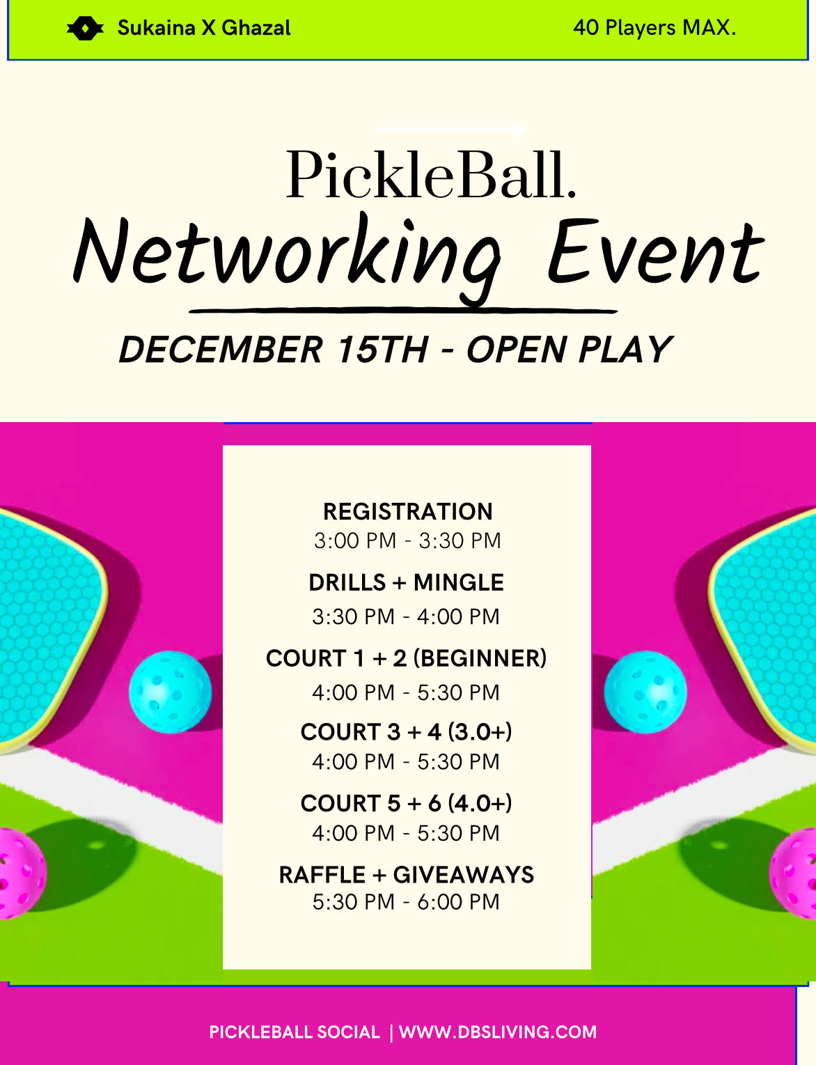 Dec. 15th Pickleball Networking Event