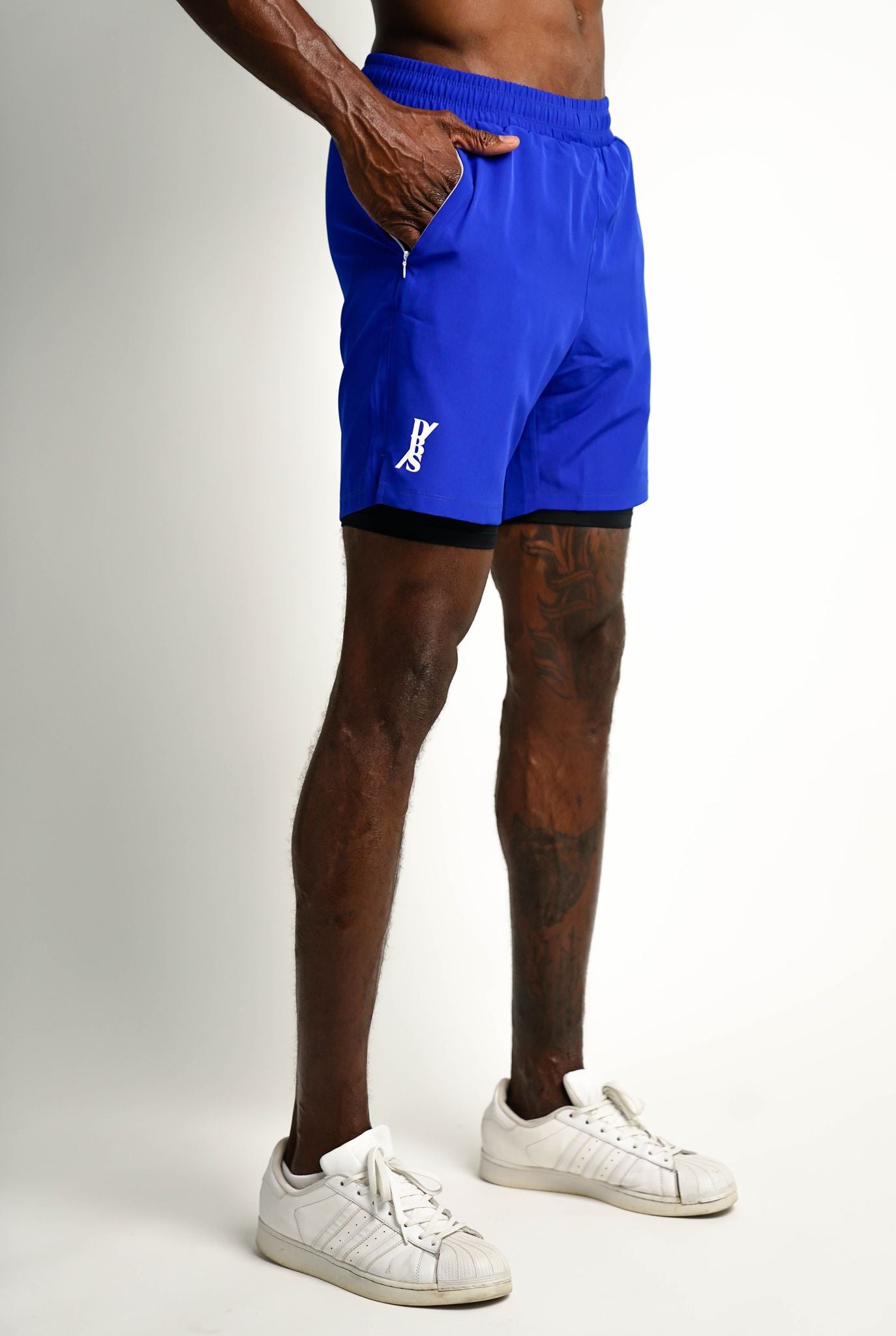 Men's Shorts with Liner - Blue with Black Liner
