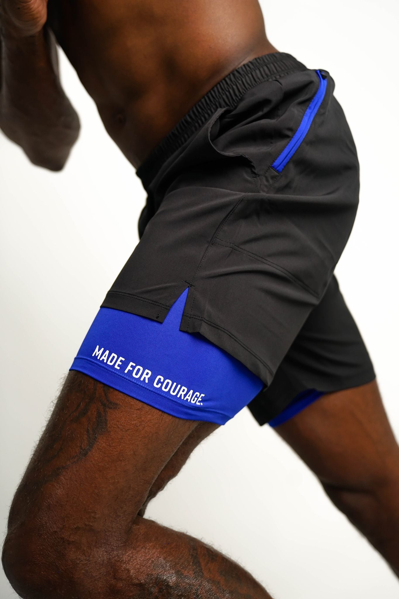 Men's Shorts with Liner - Black with Blue Liner