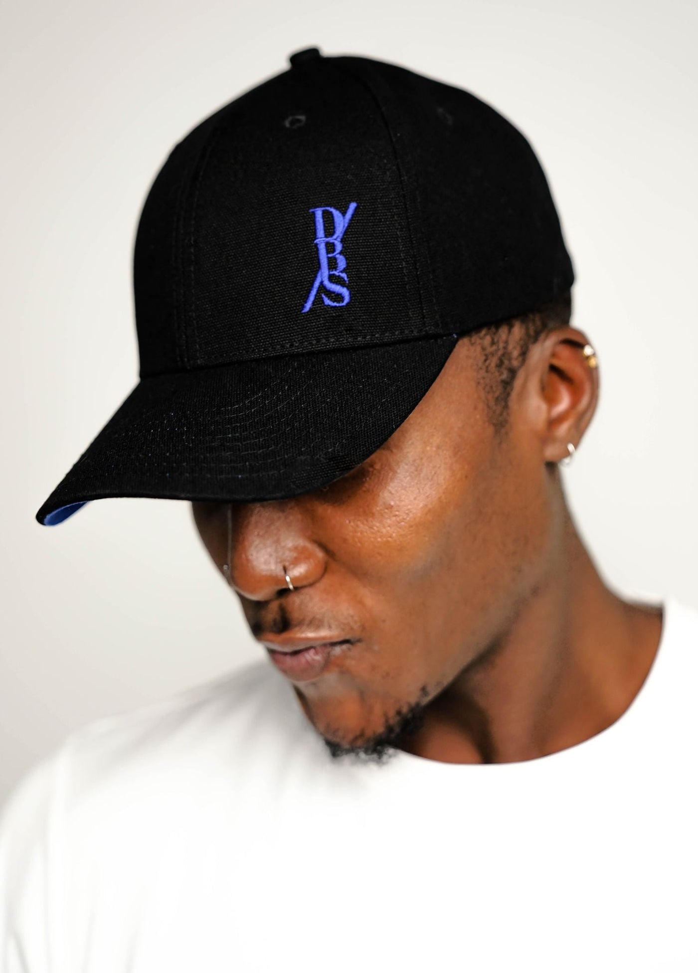 Men Caps - Don't Be Scared - Black With Blue under Cap Bill