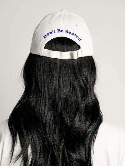 Women Caps - Don't Be Scared - White With Blue Under Cap Bill