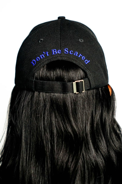 Women Caps - Don't Be Scared - Black With Blue under Cap Bill