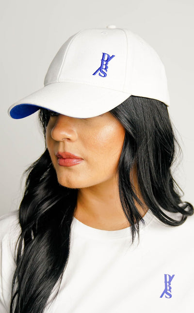 Women Caps - Don't Be Scared - White With Blue Under Cap Bill